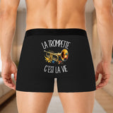 Boxer Homme La trompette c'est la vie – Impression au dos – Noir