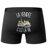 Boxer Homme La Vendée c'est la vie – Impression au dos – Noir
