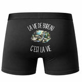 Boxer Homme La vie de bureau c'est la vie – Impression au dos – Noir