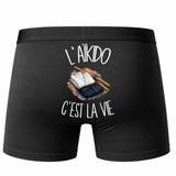 Boxer Homme L'aïkido c'est la vie – Impression au dos – Noir