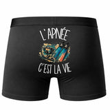 Boxer Homme L'apnée c'est la vie – Impression au dos – Noir