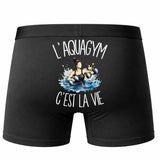Boxer Homme L'aquagym c'est la vie – Impression au dos – Noir