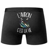 Boxer Homme L'aviron c'est la vie – Impression au dos – Noir