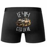 Boxer Homme Le 4x4 c'est la vie – Impression au dos – Noir