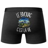 Boxer Homme Le bivouac c'est la vie – Impression au dos – Noir