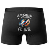 Boxer Homme Le bobsleigh c'est la vie – Impression au dos – Noir