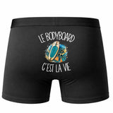 Boxer Homme Le bodyboard c'est la vie – Impression au dos – Noir