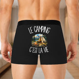 Boxer Homme Le camping c'est la vie – Impression au dos – Noir