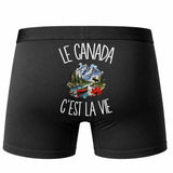 Boxer Homme Le Canada c'est la vie – Impression au dos – Noir