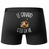 Boxer Homme Le canard c'est la vie – Impression au dos – Noir