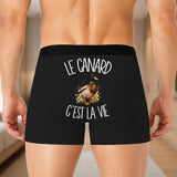 Boxer Homme Le canard c'est la vie – Impression au dos – Noir