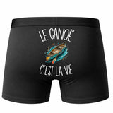 Boxer Homme Le canoë c'est la vie – Impression au dos – Noir