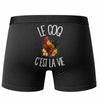 Boxer Homme Le coq c'est la vie – Impression au dos – Noir