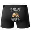 Boxer Homme Le cricket c'est la vie – Impression au dos – Noir