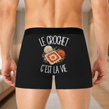 Boxer Homme Le crochet c'est la vie – Impression au dos – Noir
