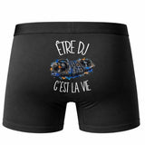 Boxer Homme Être DJ c'est la vie – Impression au dos – Noir