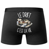 Boxer Homme Le drift c'est la vie – Impression au dos – Noir