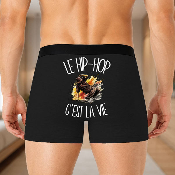Boxer Homme Le hip-hop c'est la vie – Impression au dos – Noir