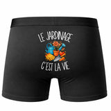 Boxer Homme Le jardinage c'est la vie – Impression au dos – Noir