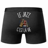 Boxer Homme Le jazz c'est la vie – Impression au dos – Noir
