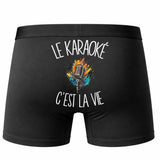 Boxer Homme Le karaoké c'est la vie – Impression au dos – Noir
