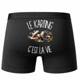 Boxer Homme Le karting c'est la vie – Impression au dos – Noir