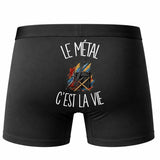 Boxer Homme Le métal c'est la vie – Impression au dos – Noir