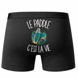 Boxer Homme Le paddle c'est la vie – Impression au dos – Noir