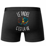 Boxer Homme Le padel c'est la vie – Impression au dos – Noir