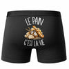 Boxer Homme Le pain c'est la vie – Impression au dos – Noir
