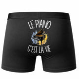 Boxer Homme Le piano c'est la vie – Impression au dos – Noir