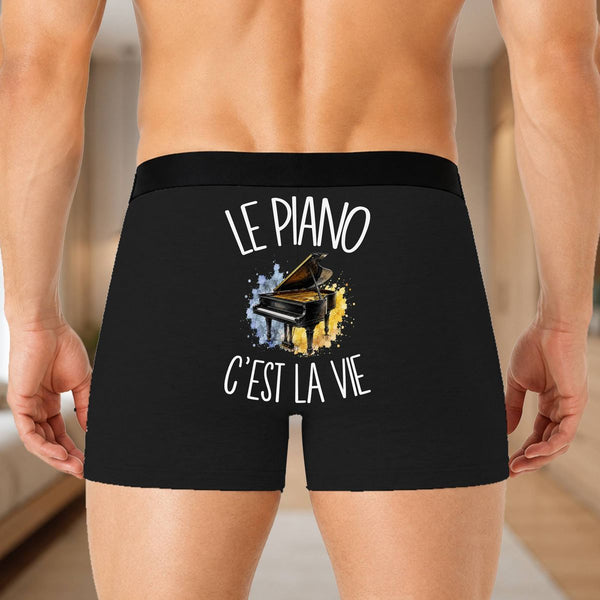 Boxer Homme Le piano c'est la vie – Impression au dos – Noir