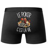 Boxer Homme Le poker c'est la vie – Impression au dos – Noir