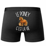 Boxer Homme Le poney c'est la vie – Impression au dos – Noir