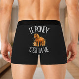 Boxer Homme Le poney c'est la vie – Impression au dos – Noir