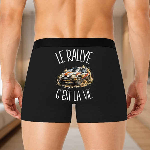 Boxer Homme Le rallye c'est la vie – Impression au dos – Noir