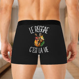 Boxer Homme Le reggae c'est la vie – Impression au dos – Noir