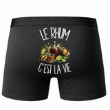 Boxer Homme Le rhum c'est la vie – Impression au dos – Noir