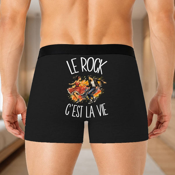 Boxer Homme Le rock c'est la vie – Impression au dos – Noir
