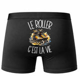 Boxer Homme Le roller c'est la vie – Impression au dos – Noir
