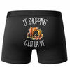 Boxer Homme Le shopping c'est la vie – Impression au dos – Noir