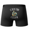 Boxer Homme Le ski de fond c'est la vie – Impression au dos – Noir