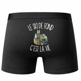 Boxer Homme Le ski de fond c'est la vie – Impression au dos – Noir