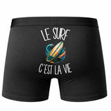 Boxer Homme Le surf c'est la vie – Impression au dos – Noir