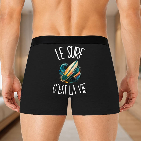Boxer Homme Le surf c'est la vie – Impression au dos – Noir