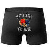 Boxer Homme Le tennis de table c'est la vie – Impression au dos – Noir