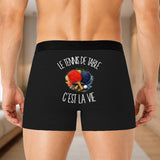 Boxer Homme Le tennis de table c'est la vie – Impression au dos – Noir