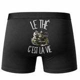 Boxer Homme Le thé c'est la vie – Impression au dos – Noir