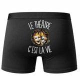 Boxer Homme Le théâtre c'est la vie – Impression au dos – Noir