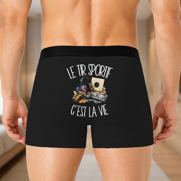 Boxer Homme Le tir sportif c'est la vie – Impression au dos – Noir